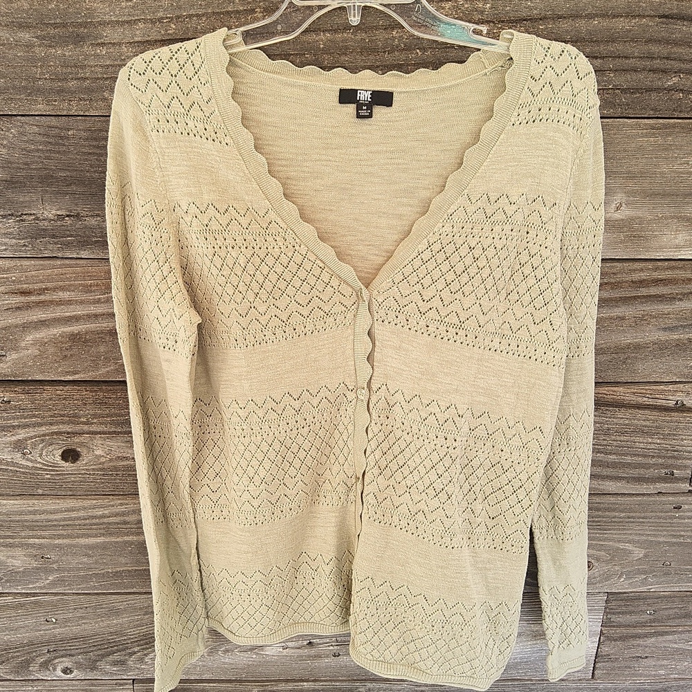 Frye Light Green Knit Sweater Cardigan Size Medium